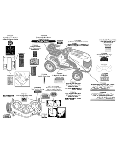 Label Map Diagram and Parts List for GT2550 K015-K018-14A2E7P710 Cub Cadet Lawn Tractor